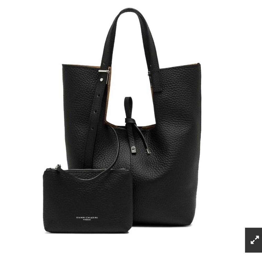 GIANNI CHIARINI AVA BLACK LEATHER TOTE BAG